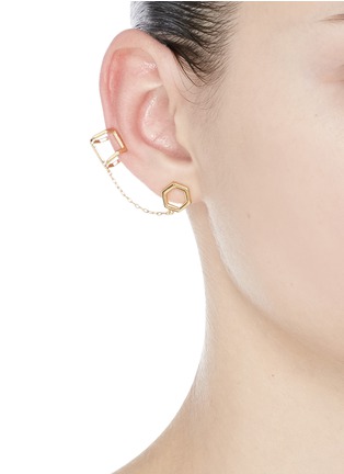 Figure View - Click To Enlarge - MICHELLE CAMPBELL - 'Honeycomb' ear cuff link single stud earring