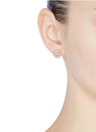 Figure View - Click To Enlarge - MICHELLE CAMPBELL - 'Honeycomb' stud earrings