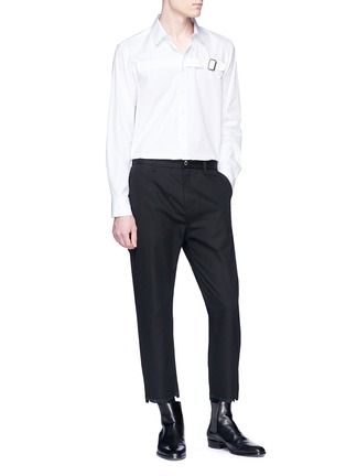 Figure View - Click To Enlarge - HELMUT LANG - Raw cuff canvas pants