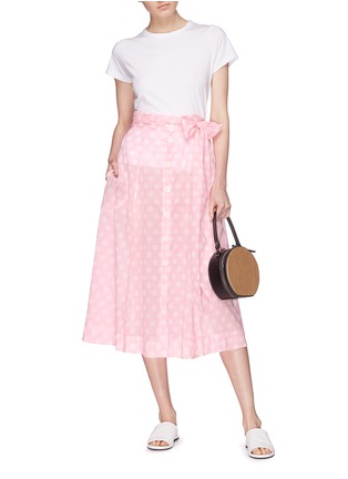 Figure View - Click To Enlarge - LISA MARIE FERNANDEZ - Sash tie polka dot cotton beach skirt