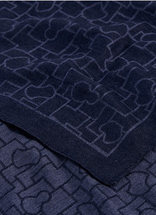Detail View - Click To Enlarge - SHANG XIA - Geometric jacquard cashmere-silk scarf – Denim