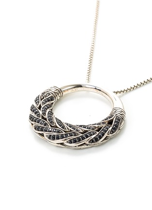 Figure View - Click To Enlarge - JOHN HARDY - Sapphire spinel silver weave effect hoop pendant necklace