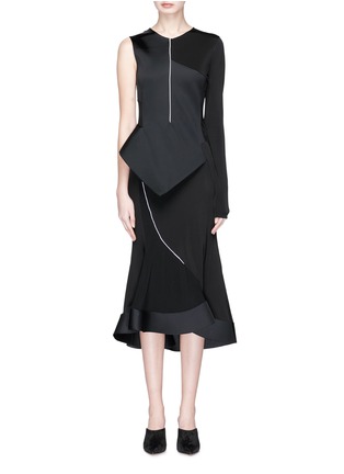 Main View - Click To Enlarge - ESTEBAN CORTAZAR - 'Contrast Peplum' asymmetric bonded cady panel satin dress