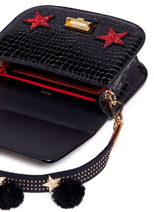 Detail View - Click To Enlarge - VENNA - Flamingo appliqué star patch leather crossbody bag