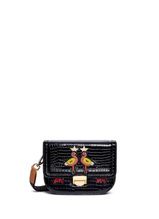 Main View - Click To Enlarge - VENNA - Flamingo appliqué star patch leather crossbody bag