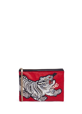 Main View - Click To Enlarge - VENNA - Slogan tiger patch hair clutch