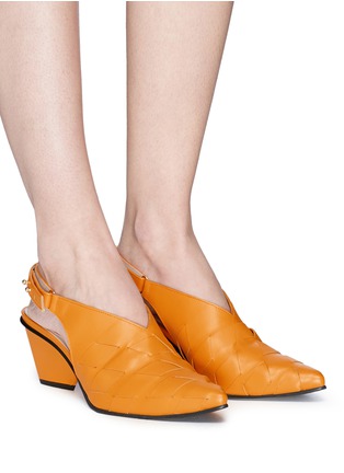 Figure View - Click To Enlarge - BOTH - Basketweave leather slingback pumps