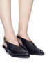 Front View - Click To Enlarge - BOTH - Detachable ribbon leather slingback pumps