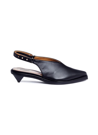 Main View - Click To Enlarge - BOTH - Detachable ribbon leather slingback pumps