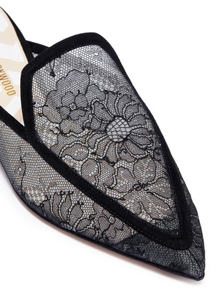 Detail View - Click To Enlarge - NICHOLAS KIRKWOOD - 'Beya' metal heel floral lace loafer mules
