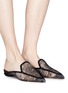 Figure View - Click To Enlarge - NICHOLAS KIRKWOOD - 'Beya' metal heel floral lace loafer mules