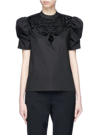 Main View - Click To Enlarge - CO - Puff sleeve embellished sateen top
