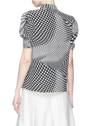Back View - Click To Enlarge - CO - Puff sleeve dot print silk shirt