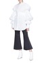 Figure View - Click To Enlarge - ELLERY - 'Velocity' topstitch flared suiting pants