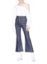 Figure View - Click To Enlarge - ELLERY - 'Hemisphere' topstitch cropped flared jeans