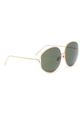 Figure View - Click To Enlarge - LINDA FARROW - Metal double rim oversized sunglasses