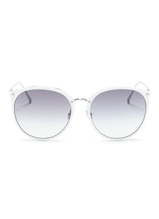 Main View - Click To Enlarge - LINDA FARROW - Acetate front metal round sunglasses
