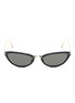 Main View - Click To Enlarge - LINDA FARROW - Acetate front metal narrow cat eye sunglasses