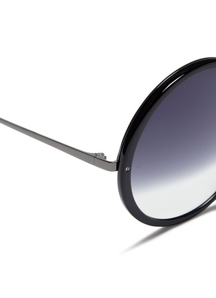 Detail View - Click To Enlarge - LINDA FARROW - Acetate front metal oversized round sunglasses