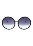 Main View - Click To Enlarge - LINDA FARROW - Acetate front metal oversized round sunglasses