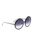 Figure View - Click To Enlarge - LINDA FARROW - Acetate front metal oversized round sunglasses