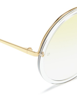 Detail View - Click To Enlarge - LINDA FARROW - Acetate front metal round sunglasses