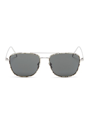 Main View - Click To Enlarge - LINDA FARROW - Bone effect front metal square aviator sunglasses