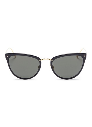 Main View - Click To Enlarge - LINDA FARROW - Acetate front metal cat eye sunglasses