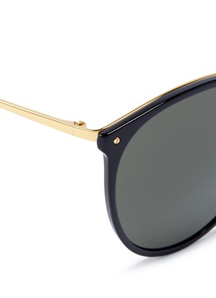 Detail View - Click To Enlarge - LINDA FARROW - Acetate front metal round sunglasses