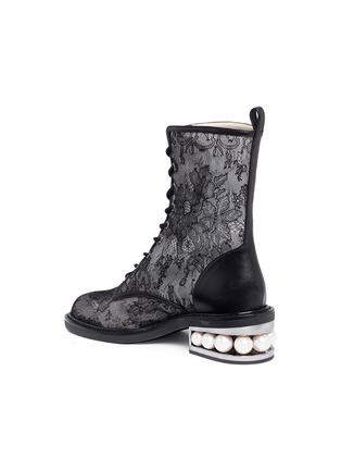 NICHOLAS KIRKWOOD, Faux pearl heel guipure lace boots