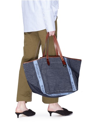 Figure View - Click To Enlarge - JW ANDERSON - 'Belt' logo jacquard canvas tote