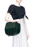 Front View - Click To Enlarge - JW ANDERSON - 'Moon' suede and leather large shoulder bag