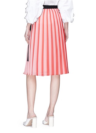 Back View - Click To Enlarge - TOME - Tie stripe pleated georgette wrap skirt