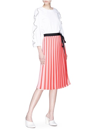 Figure View - Click To Enlarge - TOME - Tie stripe pleated georgette wrap skirt