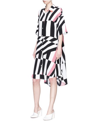 Detail View - Click To Enlarge - TOME - Sash tie graphic print silk crepe shirt dress