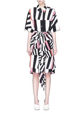Main View - Click To Enlarge - TOME - Sash tie graphic print silk crepe shirt dress