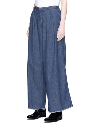 Detail View - Click To Enlarge - THE KEIJI - Belted layered denim culottes
