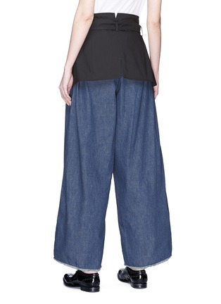 Back View - Click To Enlarge - THE KEIJI - Belted layered denim culottes