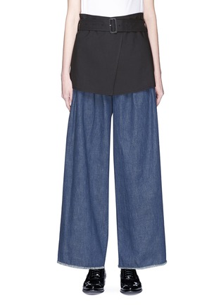 Main View - Click To Enlarge - THE KEIJI - Belted layered denim culottes