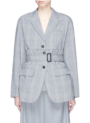 Main View - Click To Enlarge - THE KEIJI - Belted check plaid blazer
