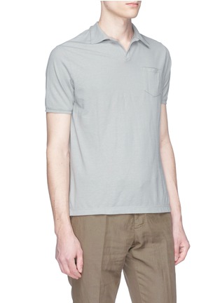 Front View - Click To Enlarge - INCOTEX - Open placket jersey polo shirt