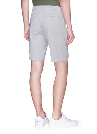 Back View - Click To Enlarge - INCOTEX - Stripe seersucker Bermuda shorts