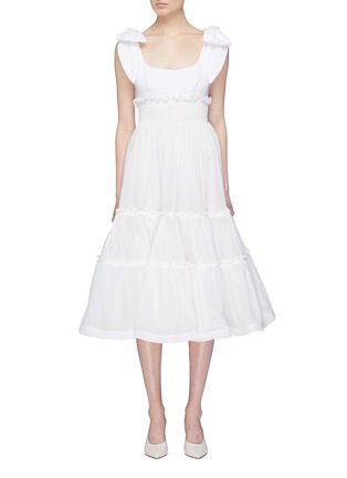 Main View - Click To Enlarge - LEAL DACCARETT - 'Esperanza' shoulder bow smocked tiered dress