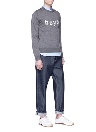 Figure View - Click To Enlarge - COMME DES GARÇONS SHIRT - 'Boys' embroidered wool sweater