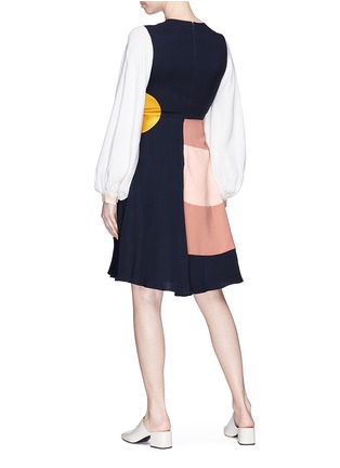 Figure View - Click To Enlarge - ROKSANDA - Bell sleeve colourblock silk georgette dress