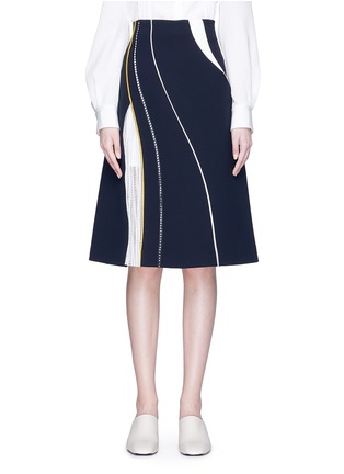 Main View - Click To Enlarge - COMME MOI - Pleated panel A-line midi suiting skirt