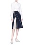 Figure View - Click To Enlarge - COMME MOI - Pleated panel A-line midi suiting skirt