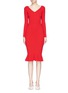 Main View - Click To Enlarge - COMME MOI - Cutout back fluted rib knit dress