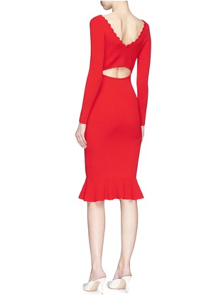 Figure View - Click To Enlarge - COMME MOI - Cutout back fluted rib knit dress
