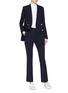 Figure View - Click To Enlarge - COMME MOI - Topstitch hem double breasted suiting blazer